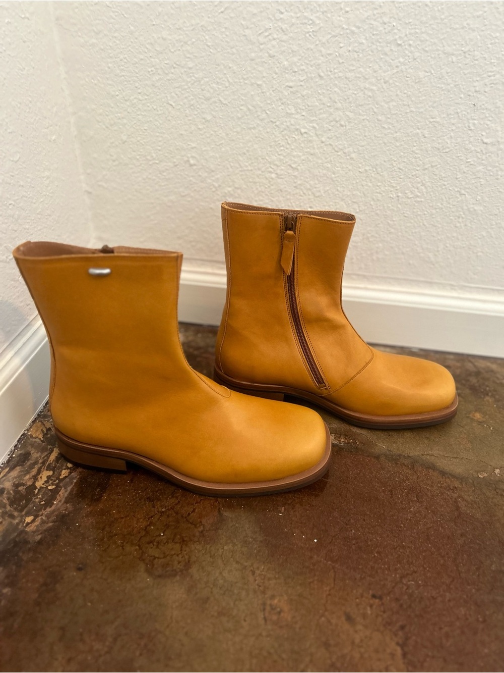 Our Legacy Tan Leather Side-Zip Men's Boots